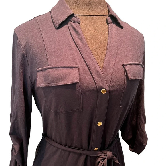 Brooks Brothers Navy Snap Front Jersey Shirt Dress Size Small - Picture 2 of 7